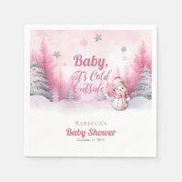 Pink Baby It's Cold Outside Snow Girl Baby Shower