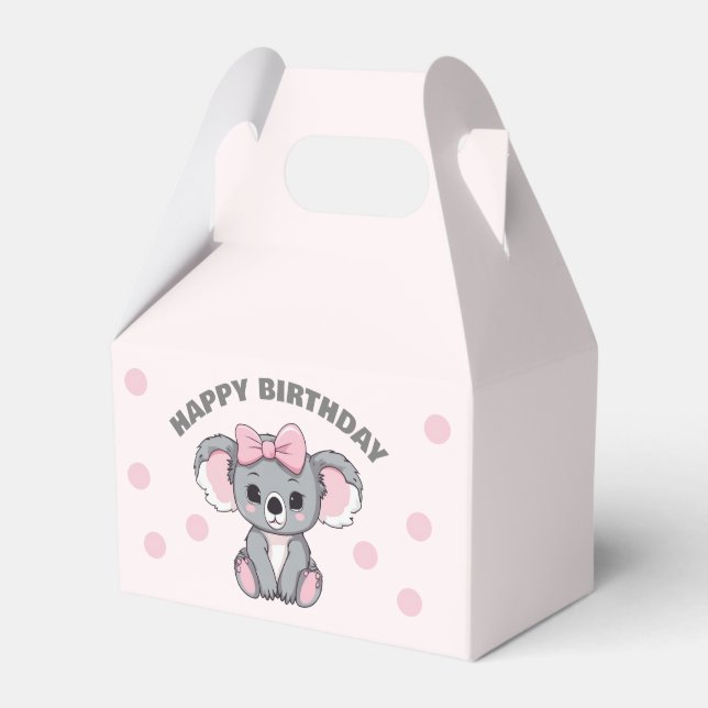 Pink Baby Koala Bear Favour Box (Front Side)