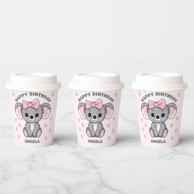 Pink Baby Koala Bear Paper Cups (Multi)