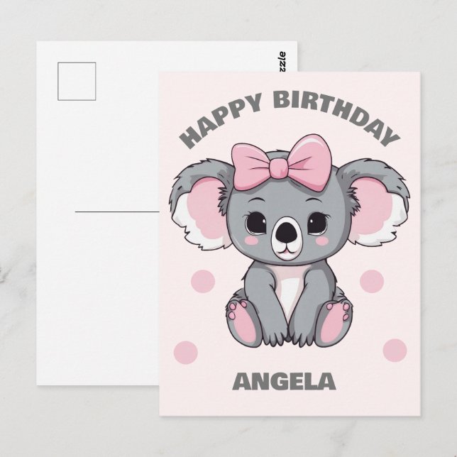 Pink Baby Koala Bear Postcard (Front/Back)