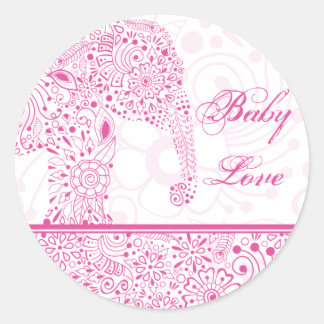 Pink Baby Love Elephant Sticker