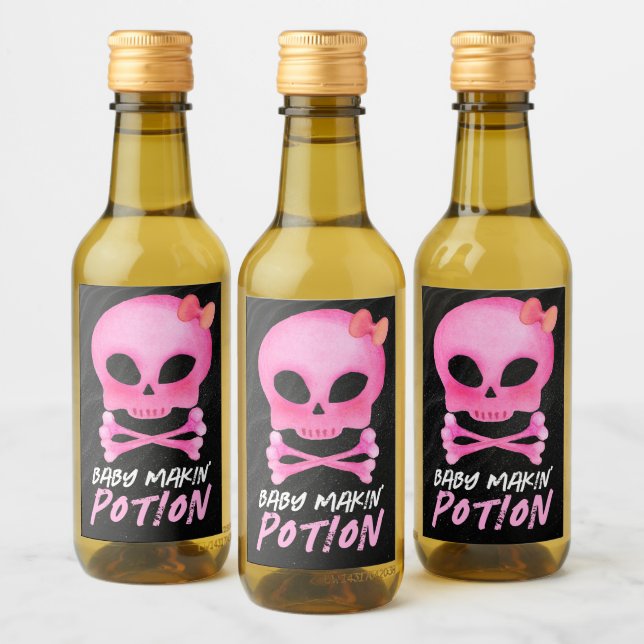 Pink Baby Makin' Potion Halloween Baby Shower  Wine Label (Bottles)
