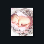 Pink Baby Name Photo Canvas Print<br><div class="desc">Simple and chic full bleed photo design. Personalise it with your baby's birth date,  name,  or any text of your choice for a beautiful and unique piece of wall art.</div>