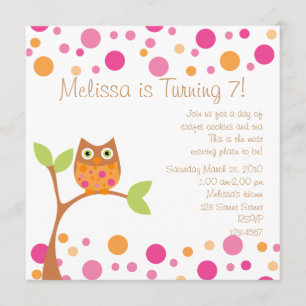 Pink Baby Owl-Hot Pink By Request Invitation