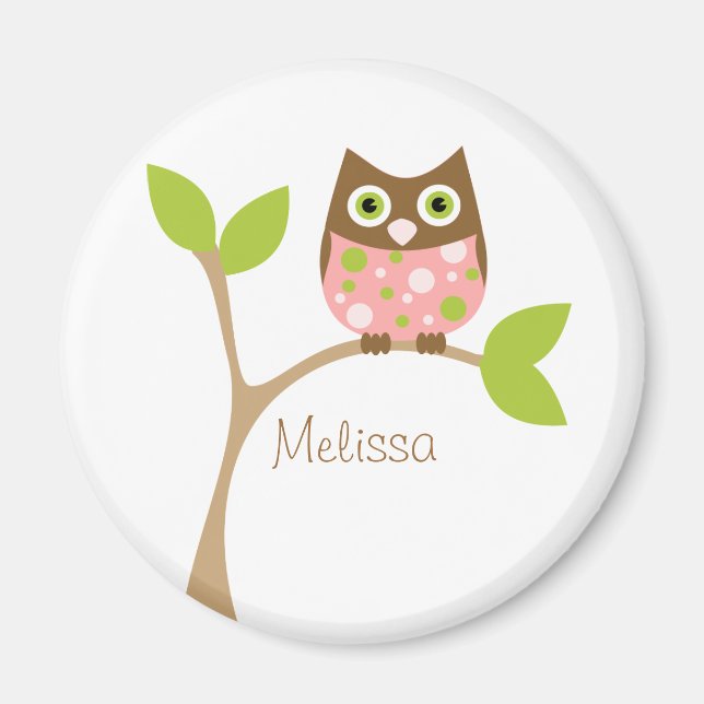 Pink Baby Owl Magnet (Front)