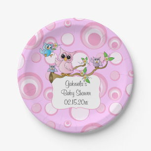 Pink Baby Owl   Shower Theme   DIY Text Paper Plate