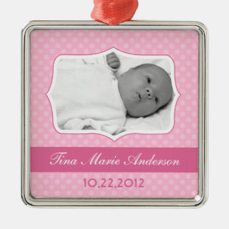 Pink Baby Photo Keepsake Metal Tree Decoration
