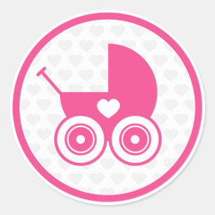 Pink Baby Pram Icon Sticker Sheet