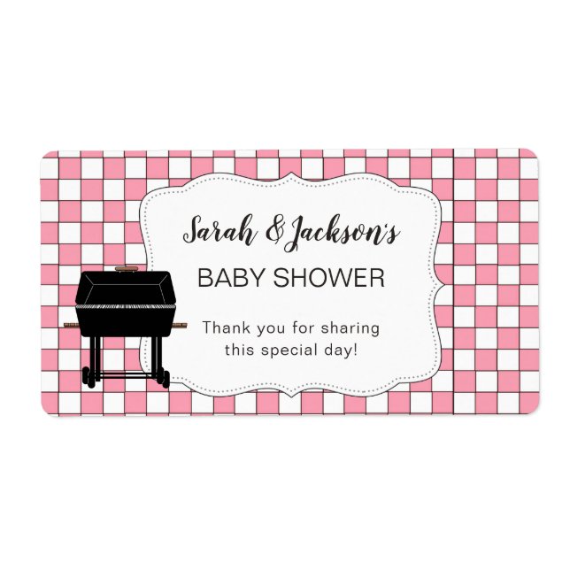 Pink BaBy-Q baby shower favour or water bottle bbq (Front)