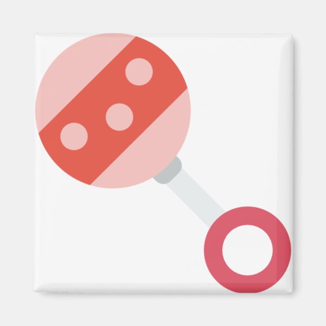 pink baby rattle magnet (Front)