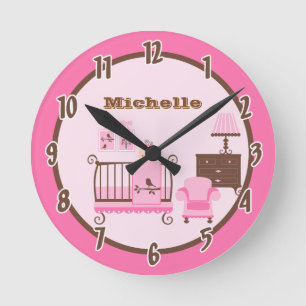 Pink Baby Room Personalised Clock