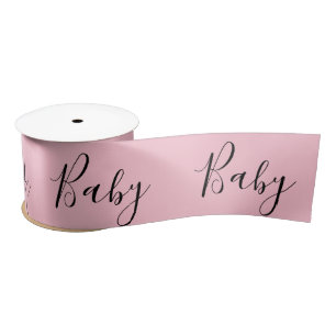 Pink Baby Script Elegant Baby Shower Satin Satin Ribbon
