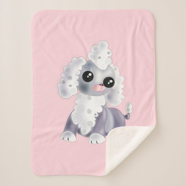 Pink Baby Sherpa Blanket with Cute Baby Pet Dog (Front)