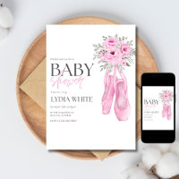 Pink Baby Shoes Baby Shower Minimalist Ballet Girl