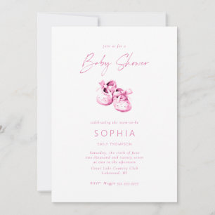 Pink baby shoes delicate Baby Shower Invitation