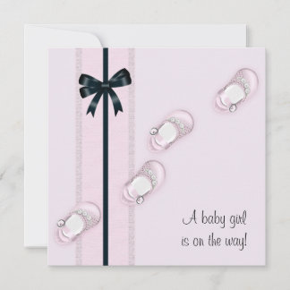 Pink Baby Shoes Girl Baby Shower Invitation