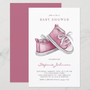 Pink Baby Shoes It's a Girl Baby Shower Invitation