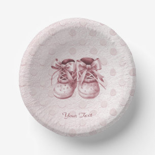 Pink Baby Shoes Paper Bowl Plate