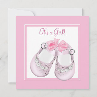 Pink Baby Shoes Pink Baby Girl Shower Invitation