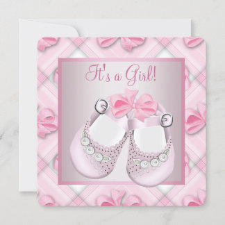 Pink Baby Shoes Pink Baby Girl Shower Invitation