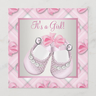 Pink Baby Shoes Pink Baby Girl Shower Invitation
