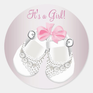 Pink Baby Shoes Pink Baby Shower Stickers