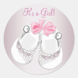 Pink Baby Shoes Pink Baby Shower Stickers