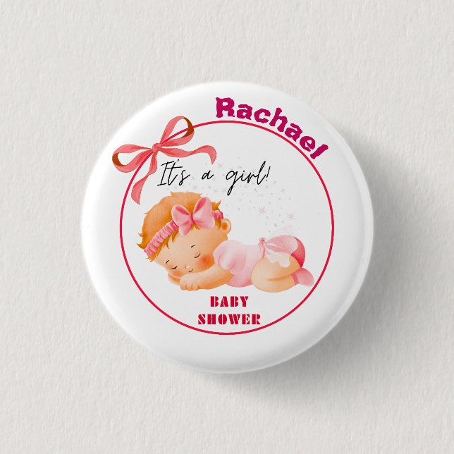 Pink Baby Shower, Baby Girl Shower 3 Cm Round Badge (Front)