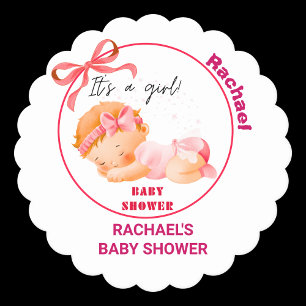 Pink Baby Shower, Baby Girl Shower Paper Coaster