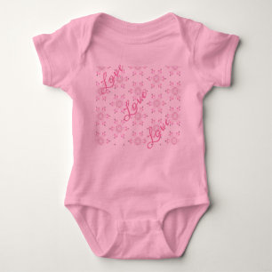 Pink Baby Shower Beautiful Baby Girl FlowerPattern Baby Bodysuit