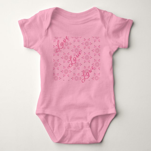 Pink Baby Shower Beautiful Baby Girl FlowerPattern Bodysuit (Front)