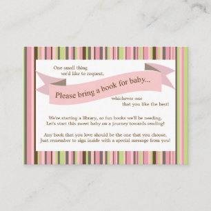 Pink Baby Shower Book Insert Request Card for Girl