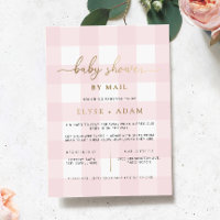 Pink Baby Shower By Mail Foil Invitation