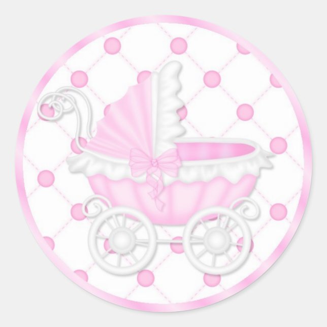 Pink Baby Shower Cupcake Toppers Stickers (Front)
