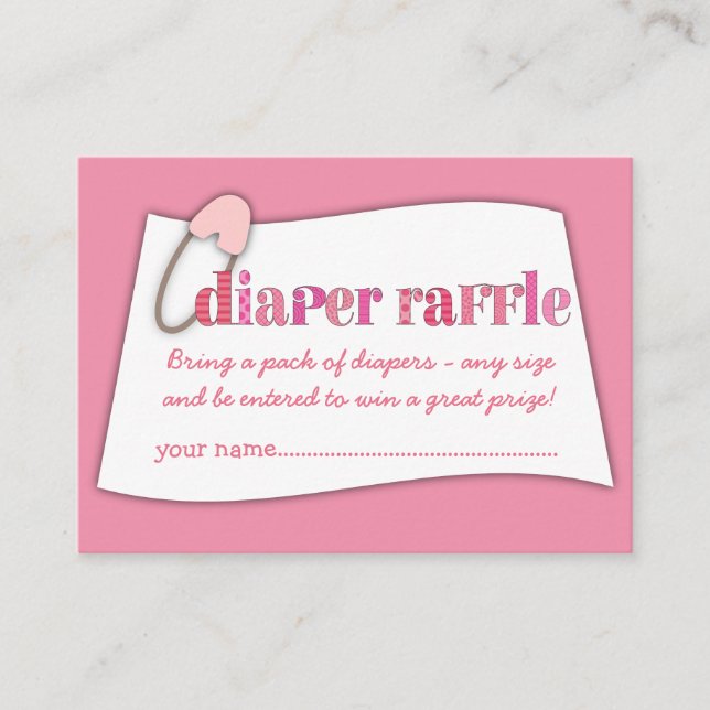 Pink Baby Shower Diaper Raffle Ticket Insert (Front)