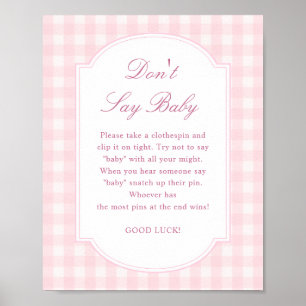 Pink Baby Shower Don't Say Baby Sign