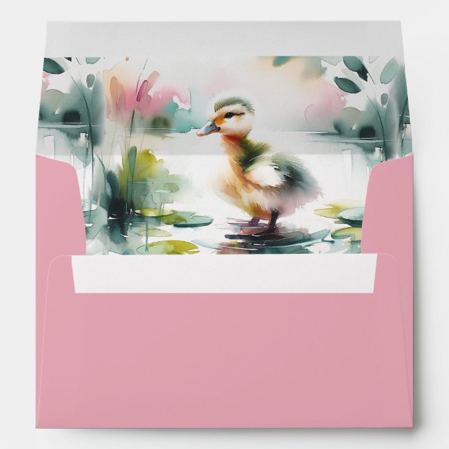 Pink Baby Shower Envelopes Cute Duckling (Back (Bottom))