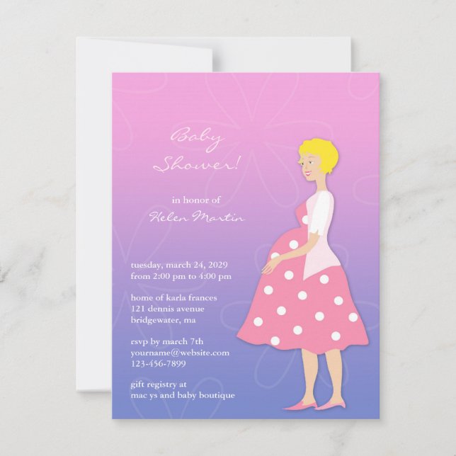 Pink Baby Shower Flat Invitation (Front)