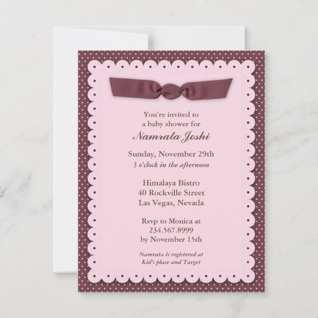 Pink Baby Shower Flat Invitation (Front)