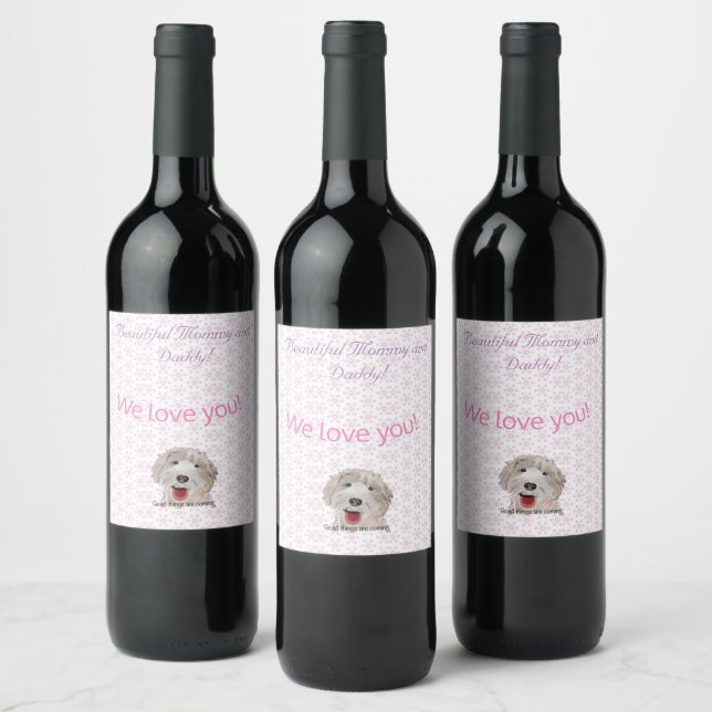Pink Baby Shower Fresh  Pattern Wine Label (Bottles)