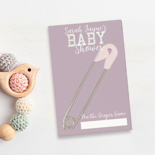 Pink Baby Shower Game Pin the Diaper Notes