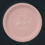 pink baby shower gender reveal paper plate<br><div class="desc">pink blue baby shower gender reveal</div>