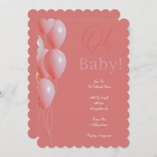 pink baby shower girl invitation