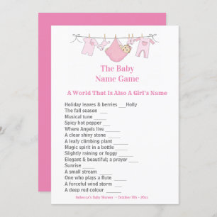 Pink Baby Shower Guessing Game Invitation