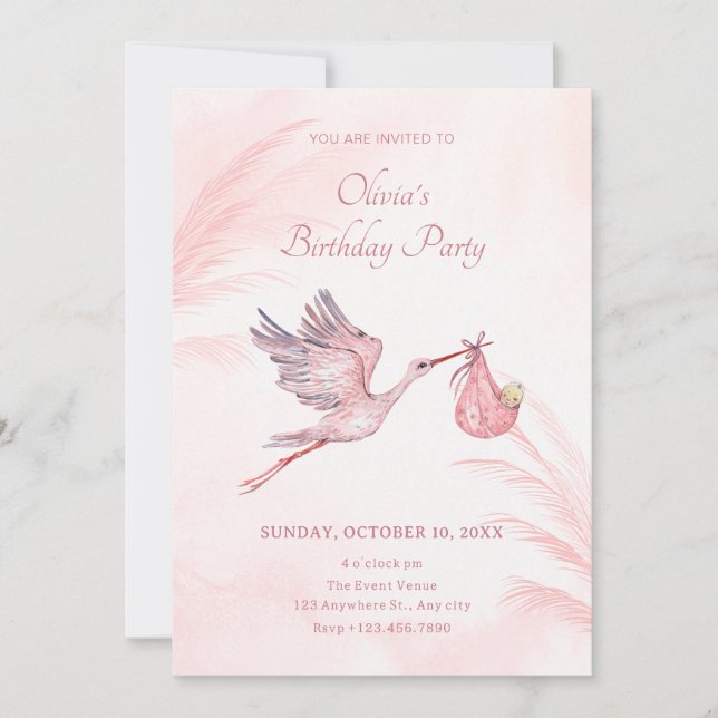 Pink baby shower invitation (Front)