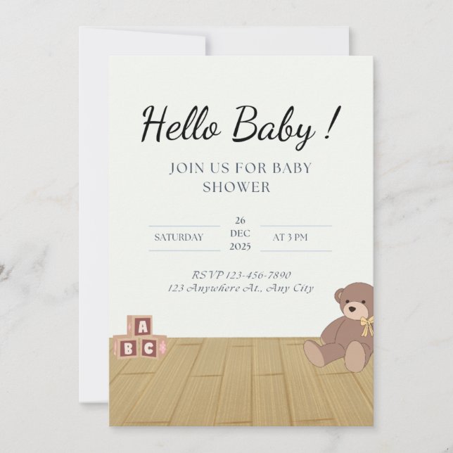 Pink Baby Shower Invitation | Cute & Elegant  (Front)