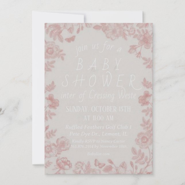 Pink Baby Shower Invitation Template Invitation (Front)