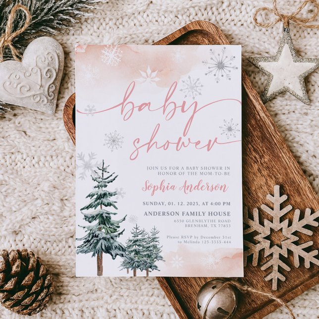 Pink Baby Shower Invitation, Winter Baby Shower Invitation (Creator Uploaded)