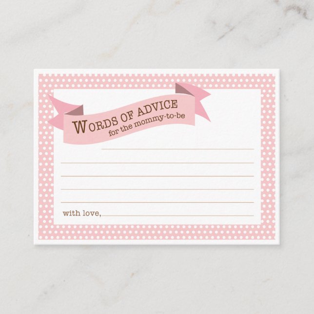 Pink Baby Shower Mummy Advice Card (Front)