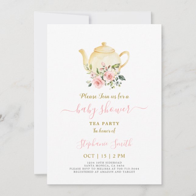Pink Baby Shower Par-Tea Invitation (Front)